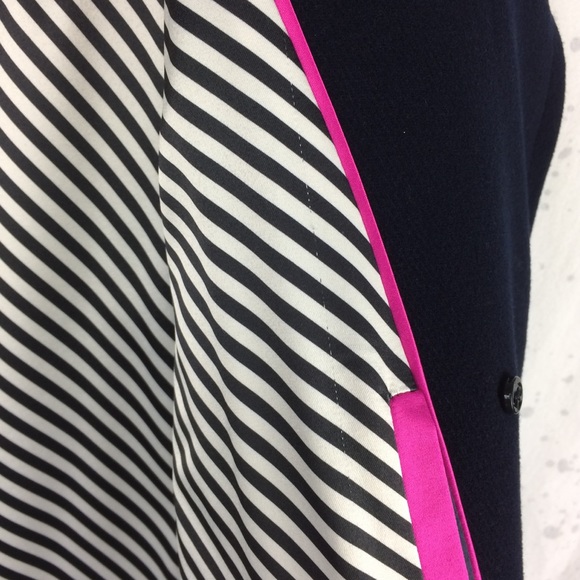 Kate Spade Bow-Back Double Breasted Peacoat Wool Blend Deep Navy L - Picture 10 of 12